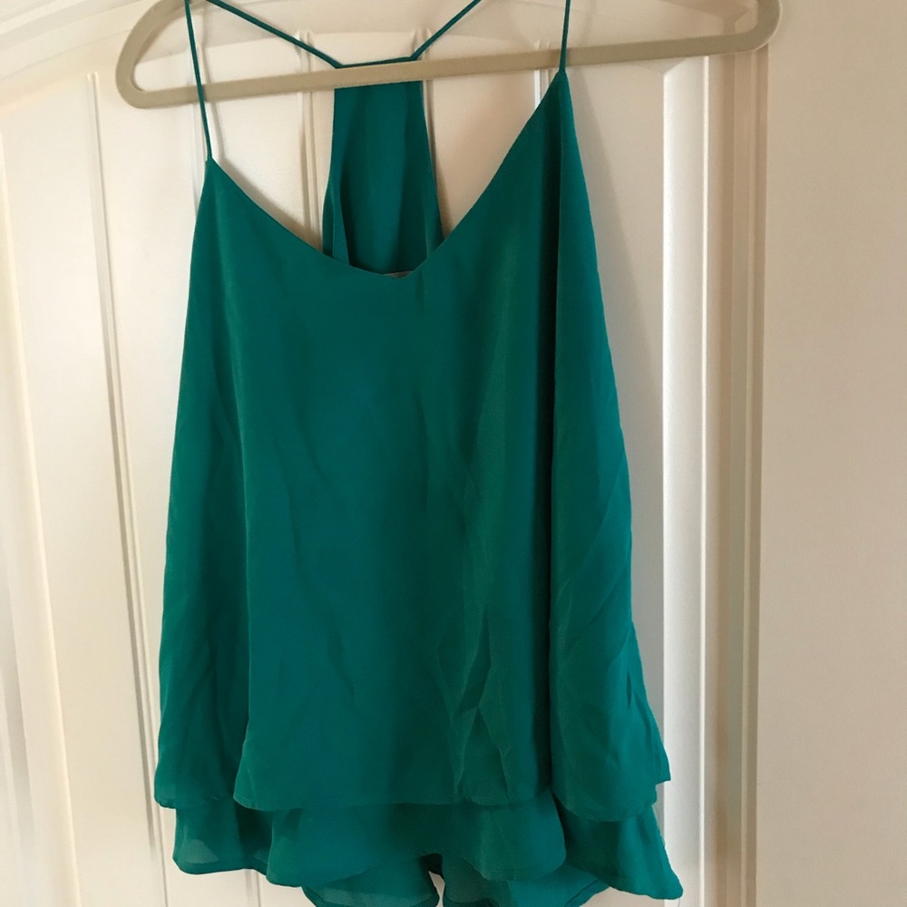 Turquoise blue ruffled night out shirt